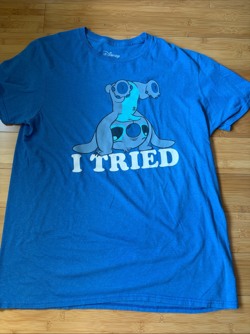 Disney Men’s Blue Stitch 'I Tried' Graphic Tee Size Large